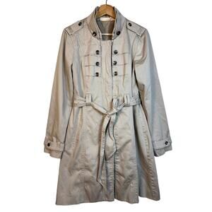 DKNY Jeans Belted Trench Coat Size Small Cotton Beige Minimalist Fall